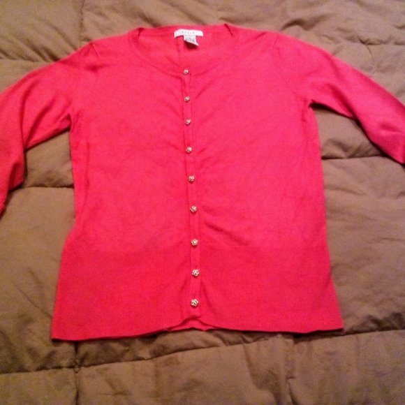 Women's Three Quarter Sleeve Button Down Sweater Medium - Picture 1 of 11